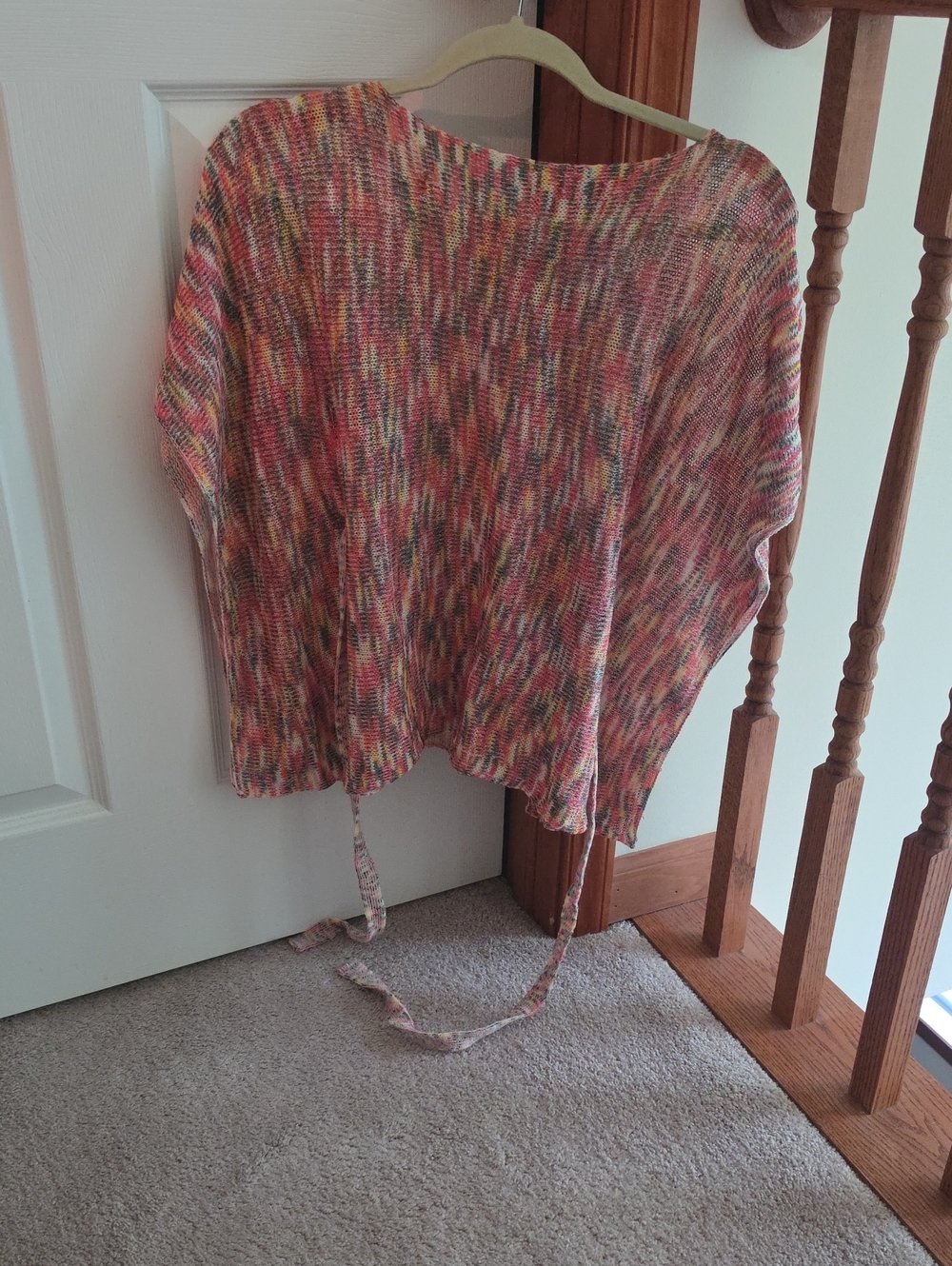 Romeo & Juliet Couture Multicolor Knit Poncho - Pink, Yellow, Green, Cream